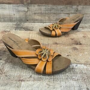 Natural Soul By Naturalizer Sandals Womens Size 10 41 Orange Strappy Wedge Shoes